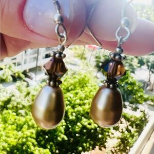 Elegant Gold Pearl & Swarovski Crystal Drop Earrings